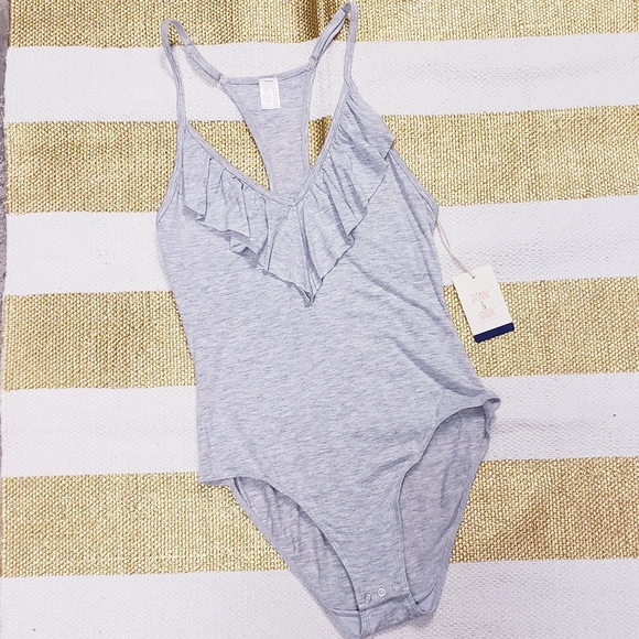 Jasmine & Ginger Tops - Jasmine & Ginger Heather Grey Racerback Bodysuit